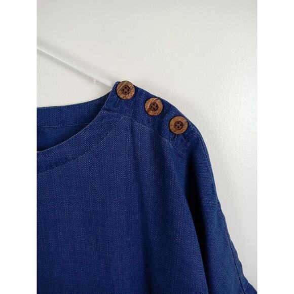 J Jill Pure Jill Indigo Tunic Top Women's Size Small Oversized Boxy Lagenlook - Picture 3 of 6